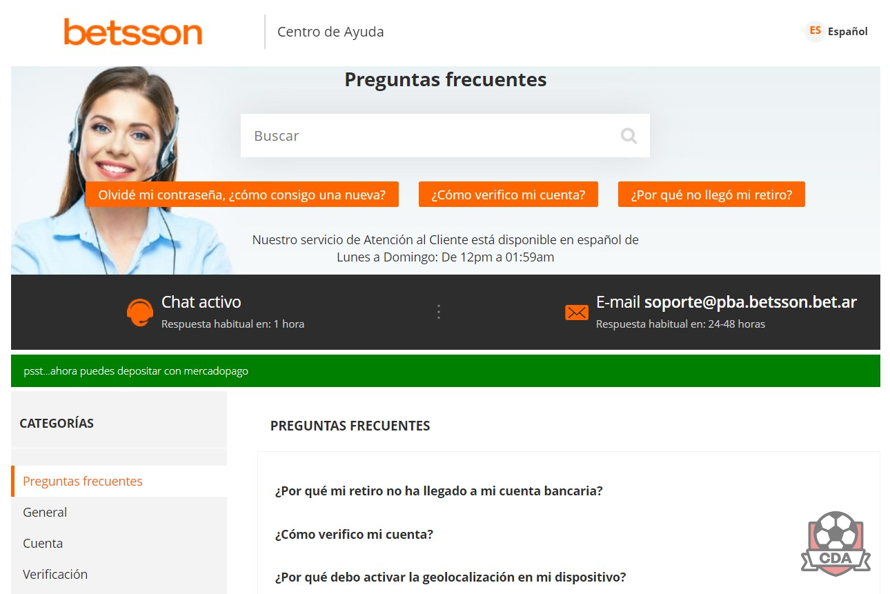 Atención al cliente en Betsson Argentina
