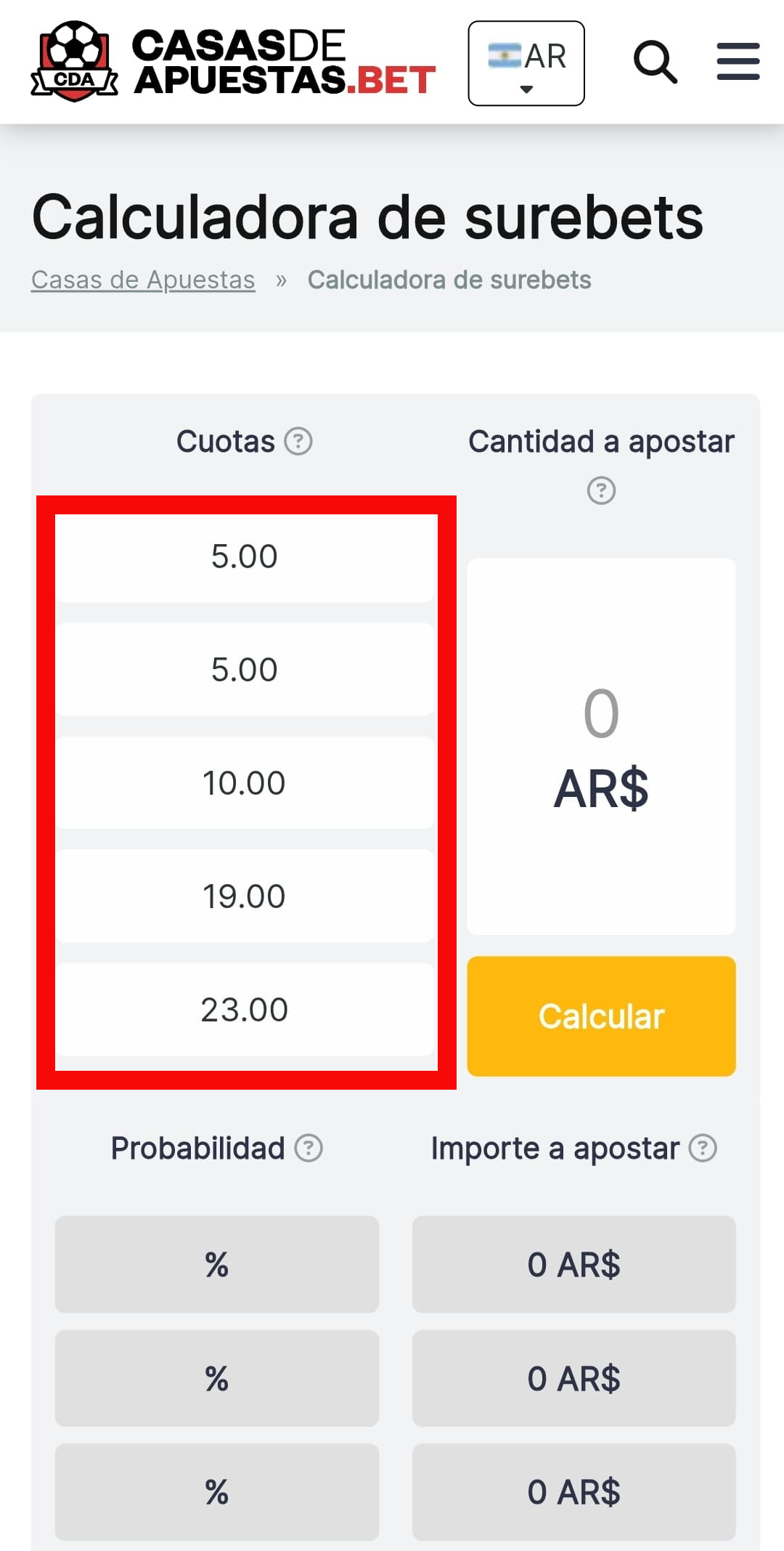 calculadora de cuotas de apuestas