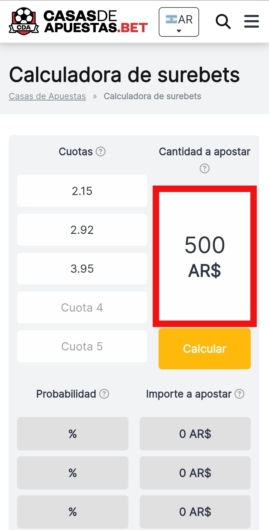 Calculadora de partidos 1x2