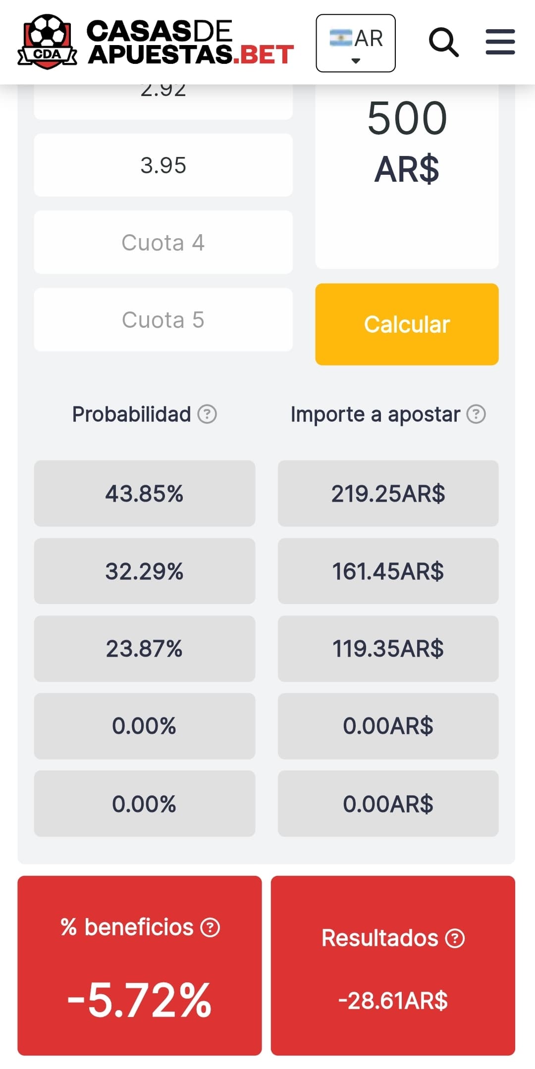 Calculadora de apuestas online