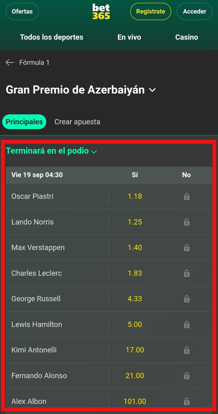 Cómo apostar en la Fórmula 1