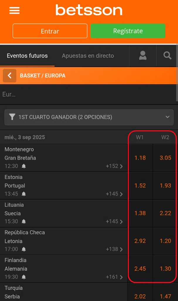 apuestas baloncesto primer cuarto