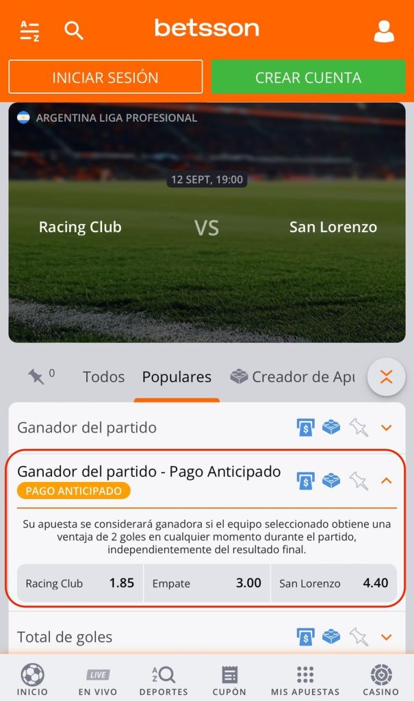 apuestas deportivas argentina cashout