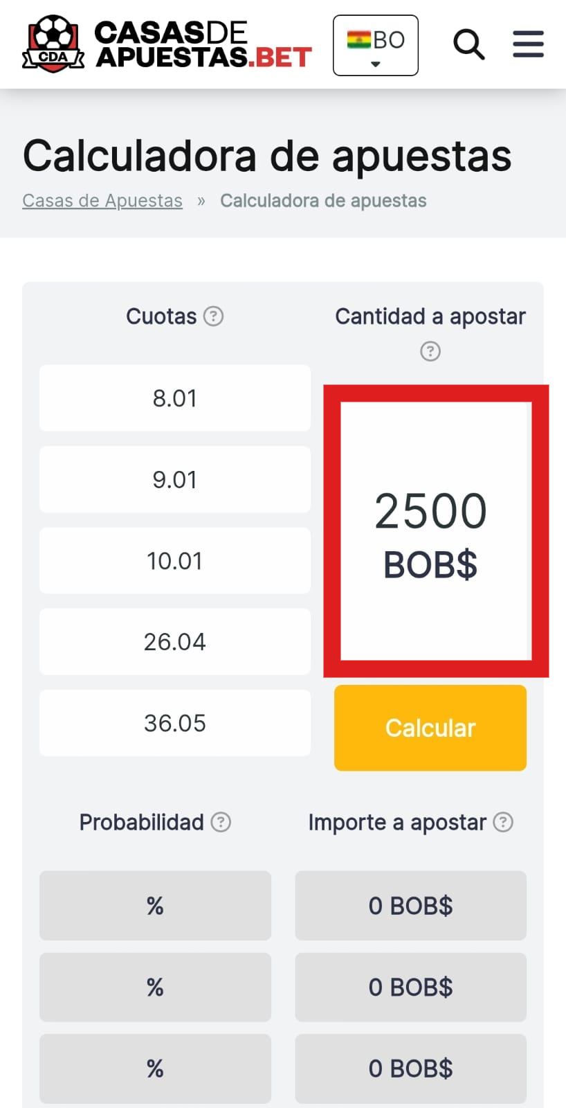 Calcular parlays en casas online