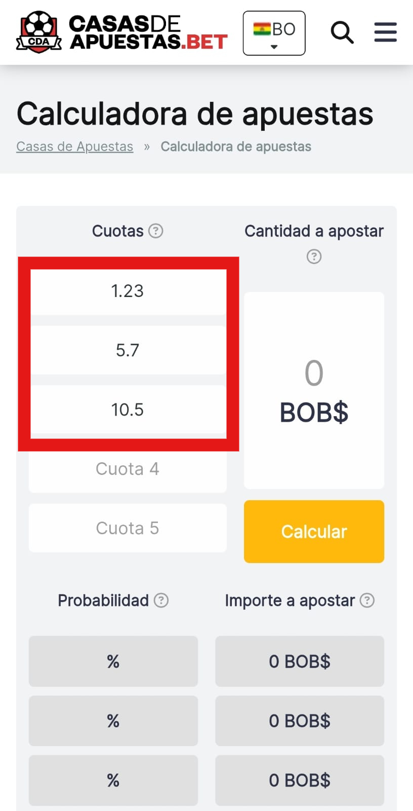 Calculadora de apuestas 1x2