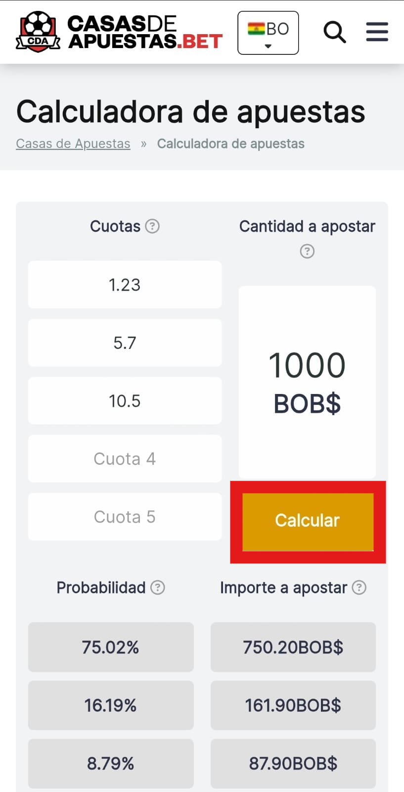 calculadora de apuestas online