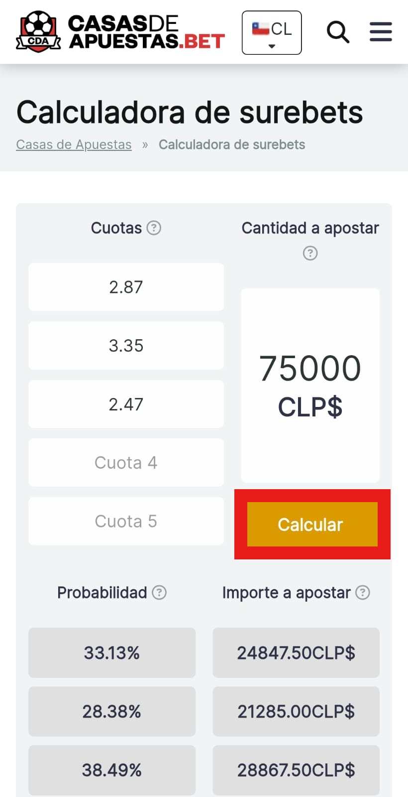 Calculadora de apuestas online