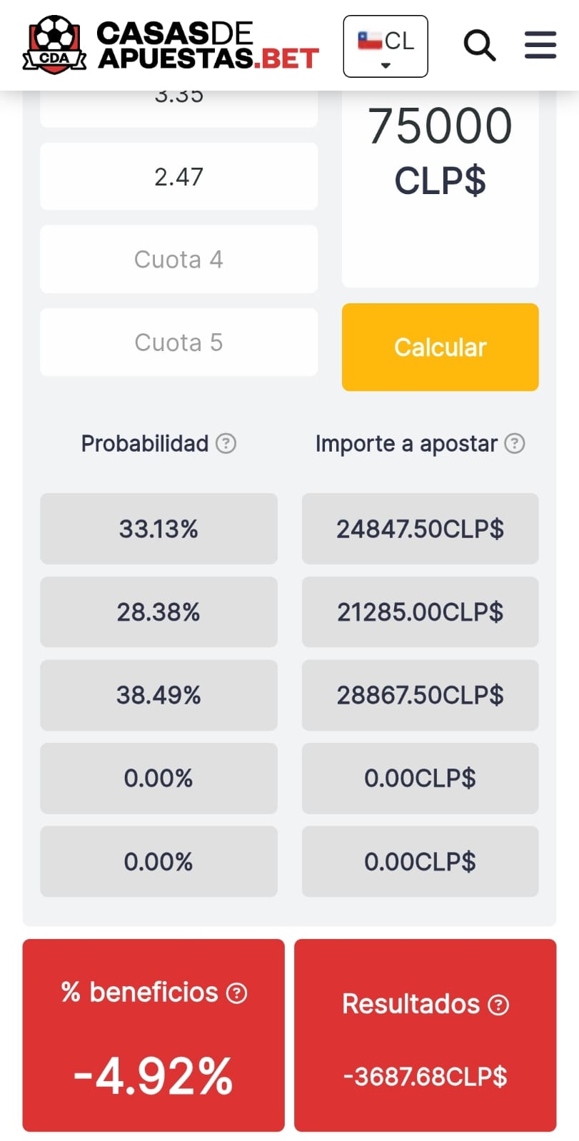 Calculadora de surebets para casas online