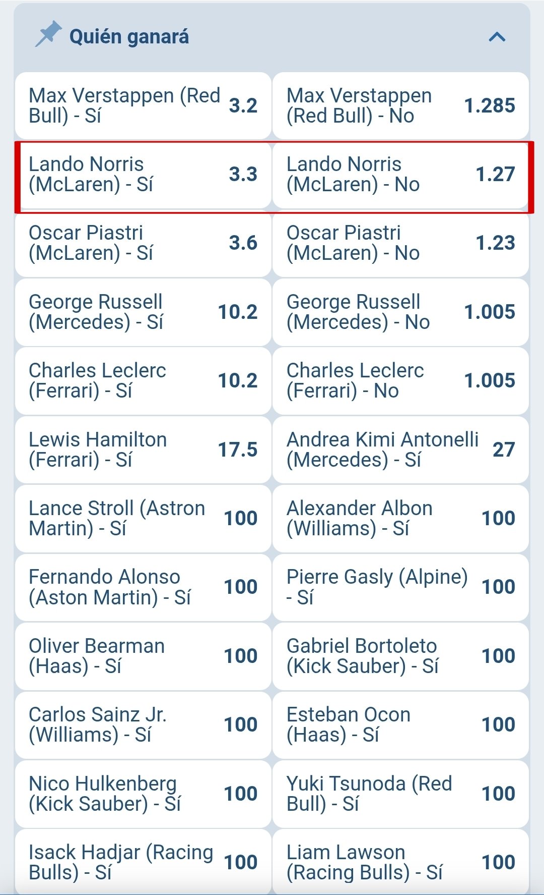 Apuestas pole position Chile