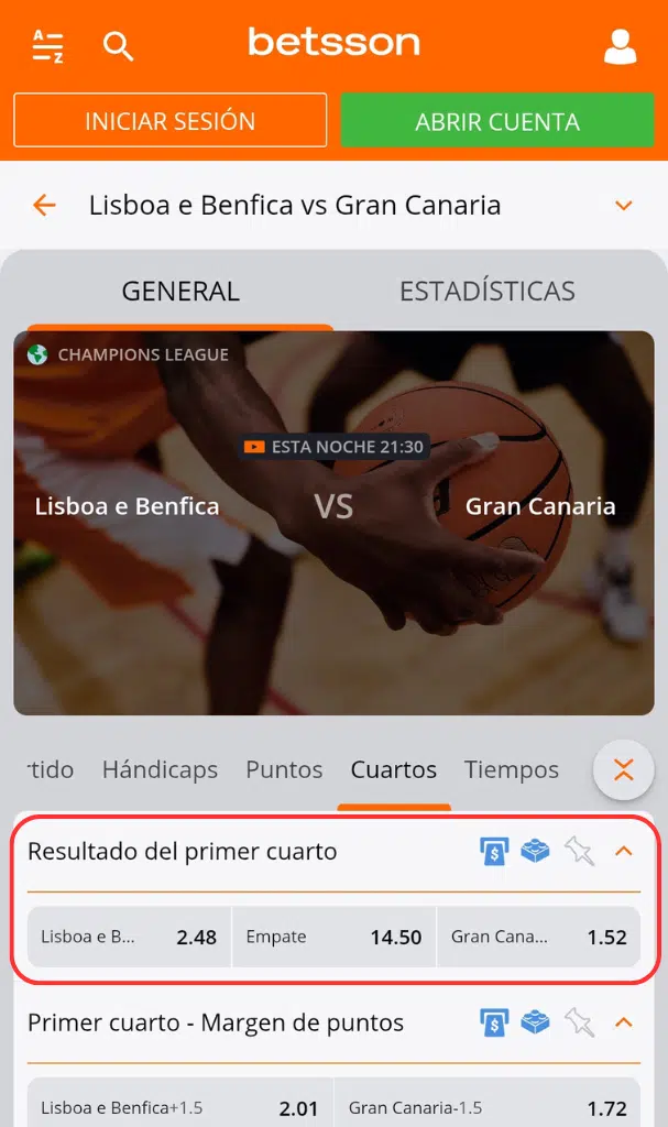 apuestas baloncesto primer cuarto