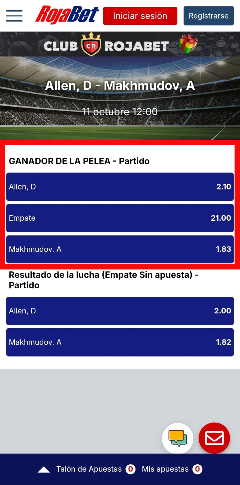 Apuestas 1x2 para peleas de boxeo