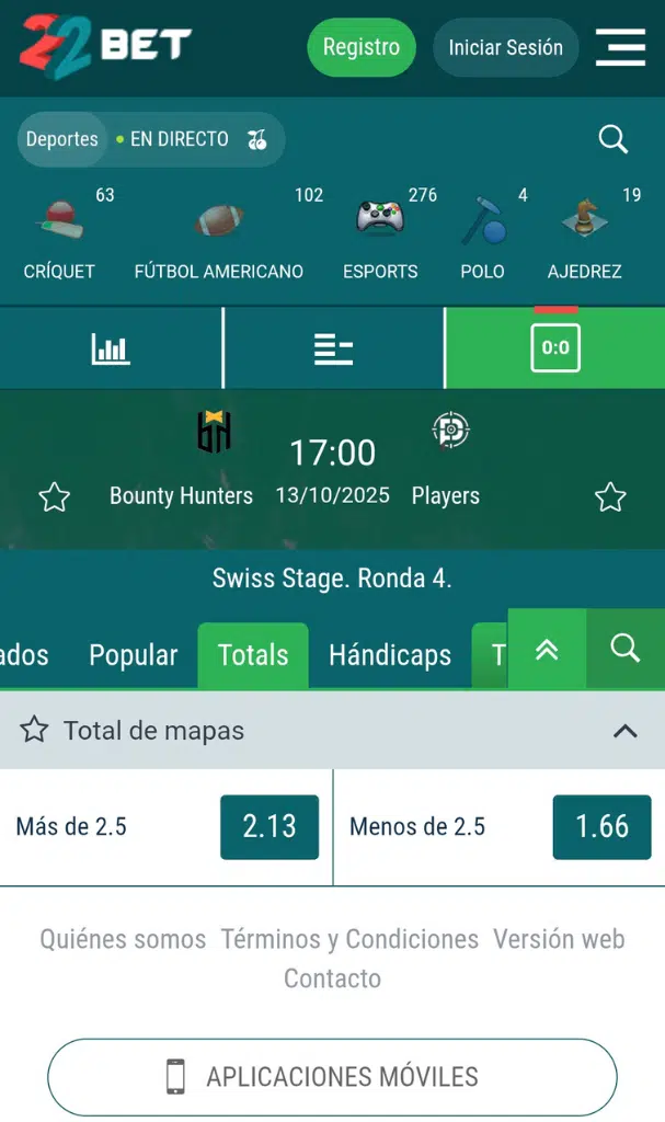 apuestas esports totales over/under mapas