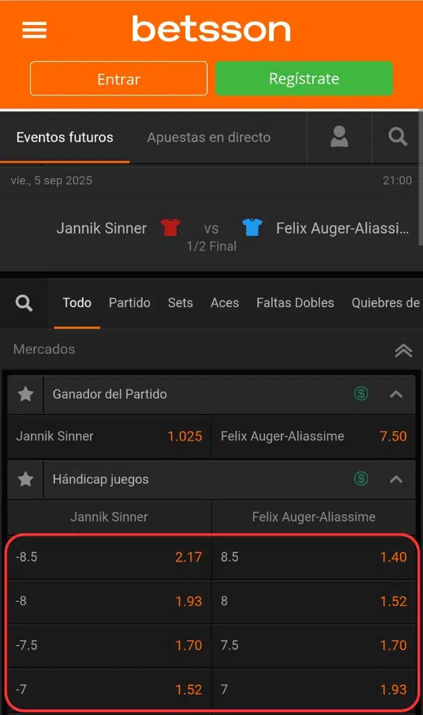 apuestas hándicap tenis