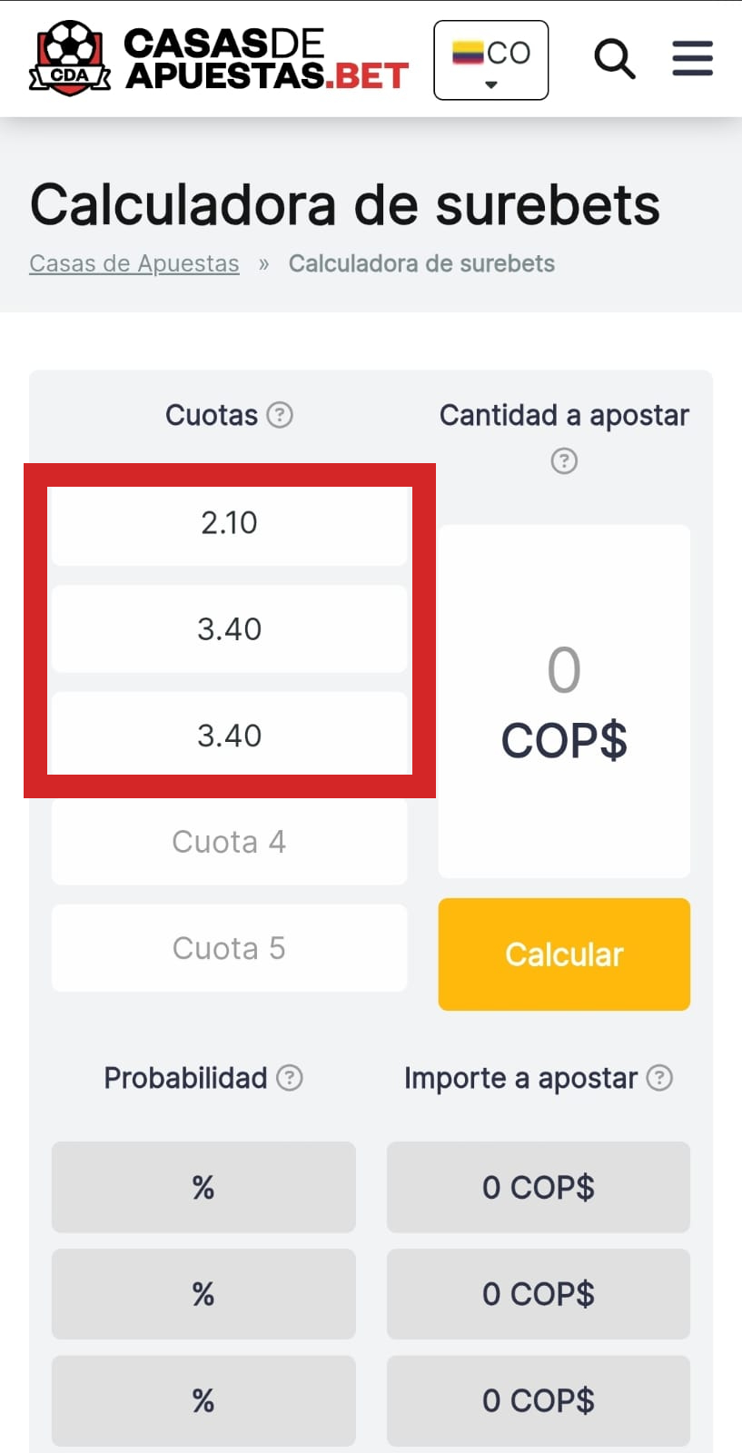 Calculadora de apuestas seguras