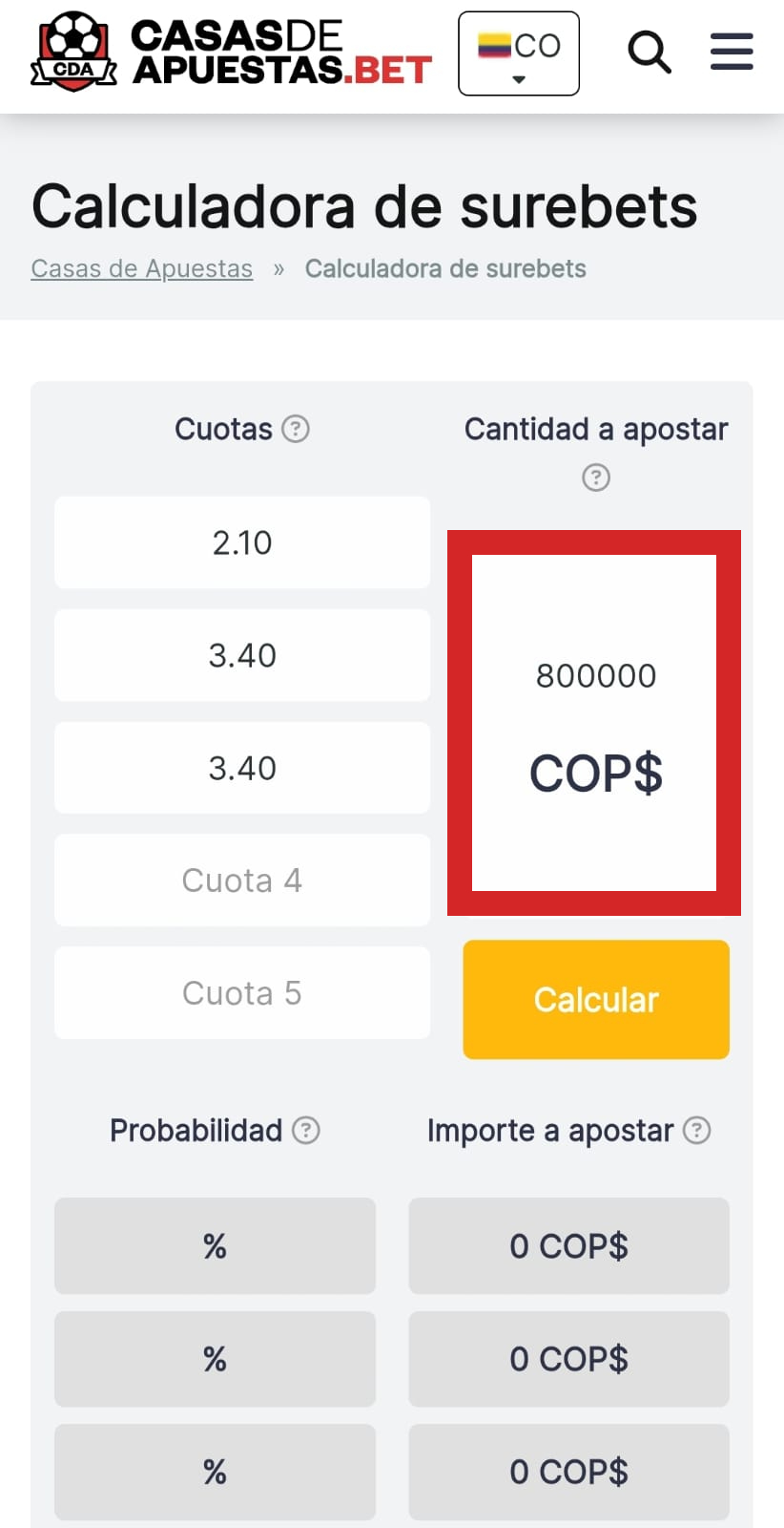 Calculadora de apuestas deportivas