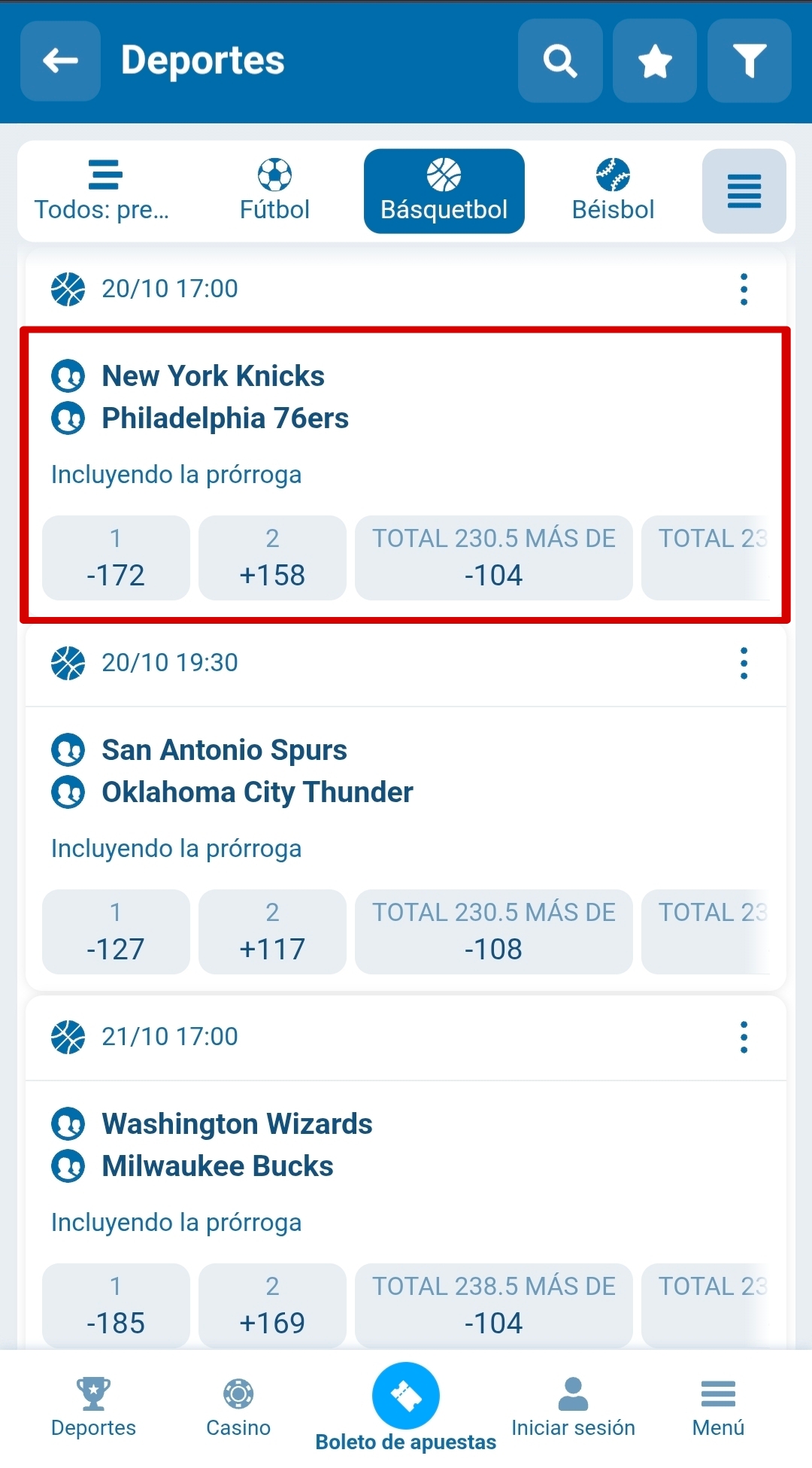 Ganador apuestas baloncesto