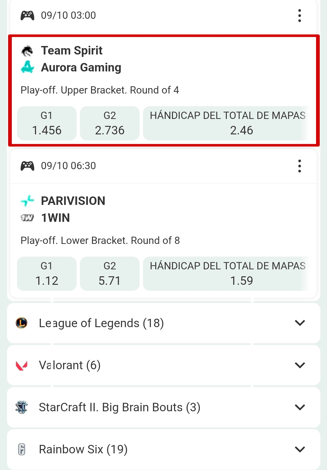 Ganador apuestas esports