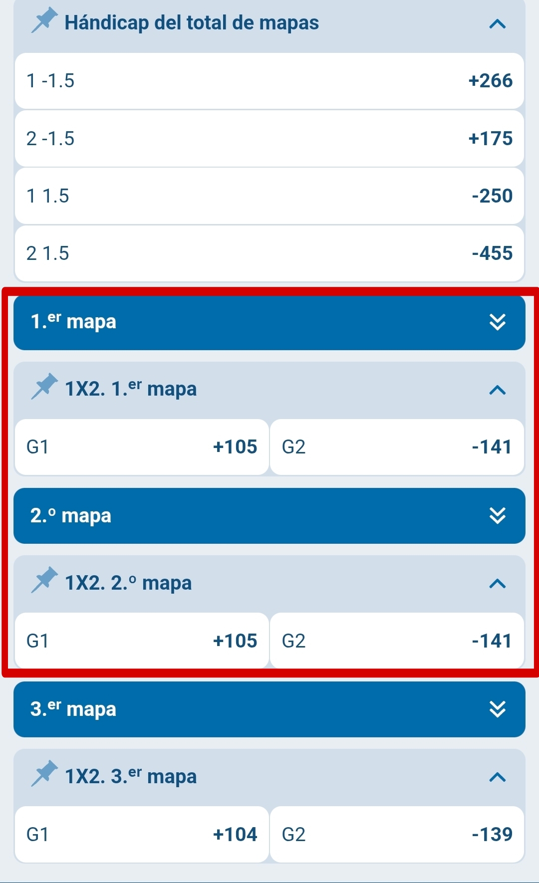 Apuestas mapas esports
