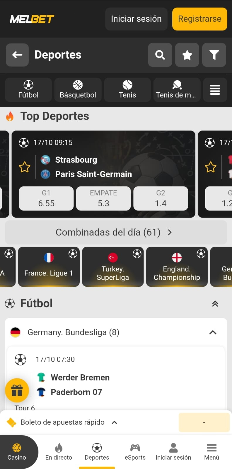App para celulares de Melbet