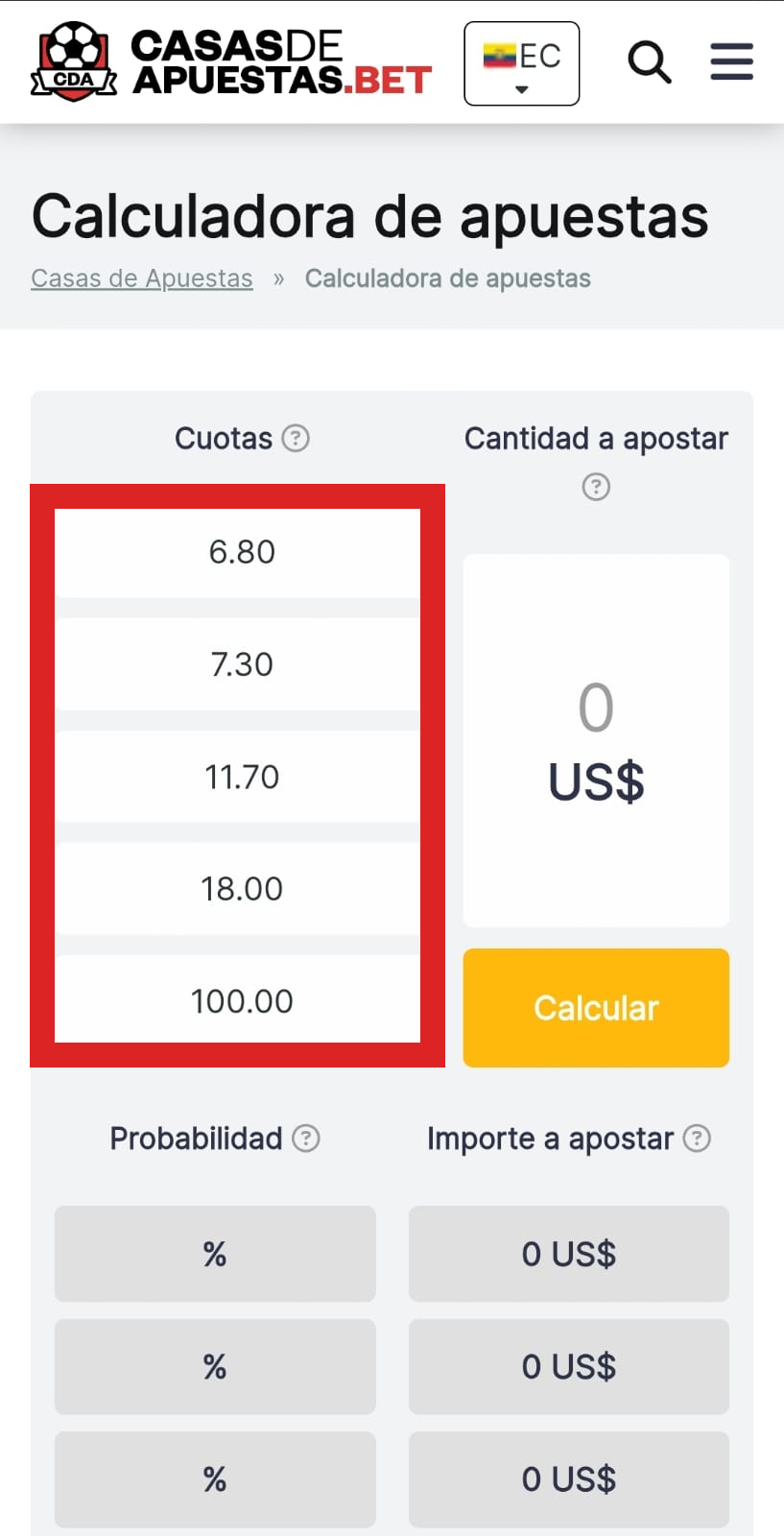 Calculadora de parleys