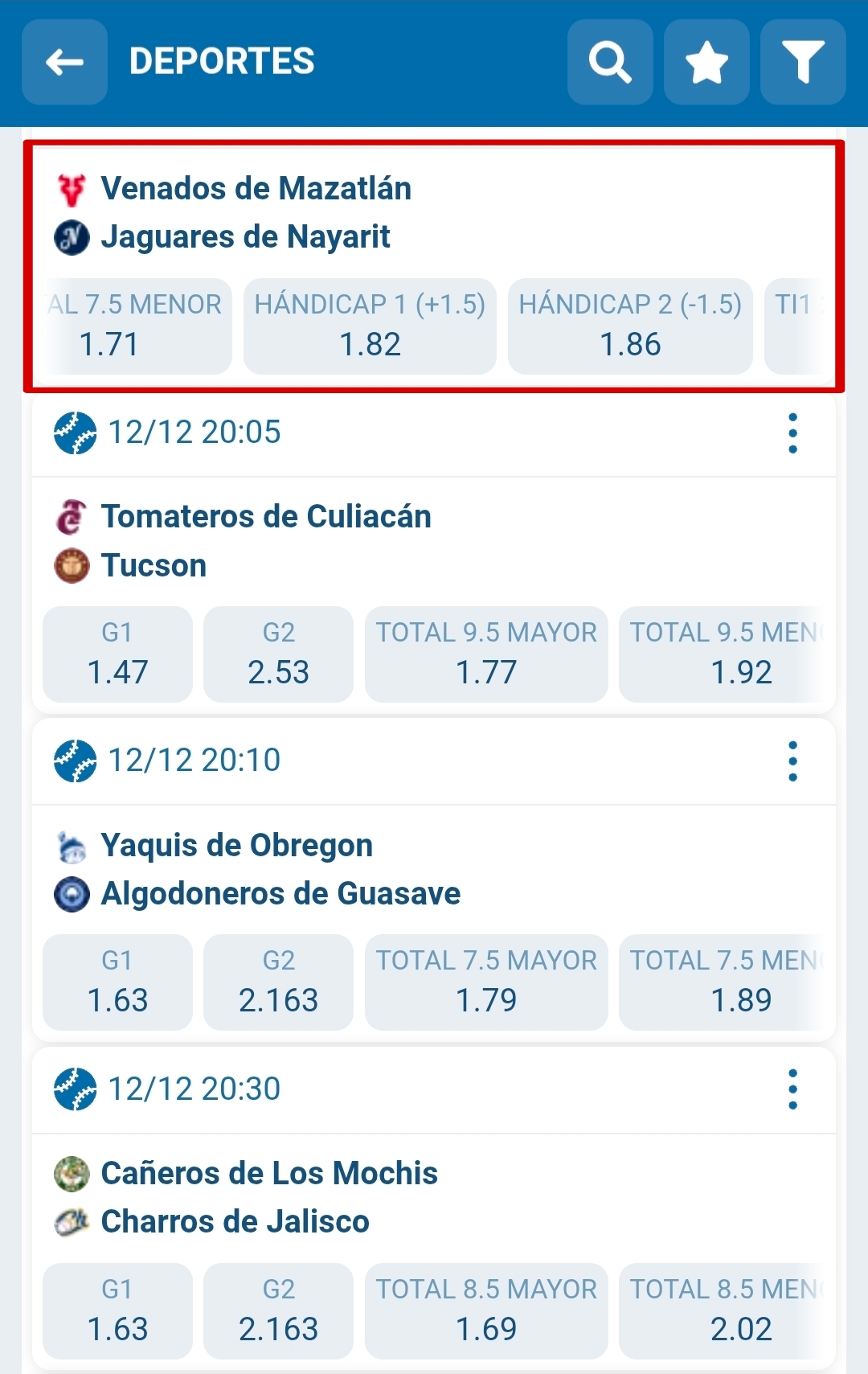 Casas Beisbol Handicap Ecuador