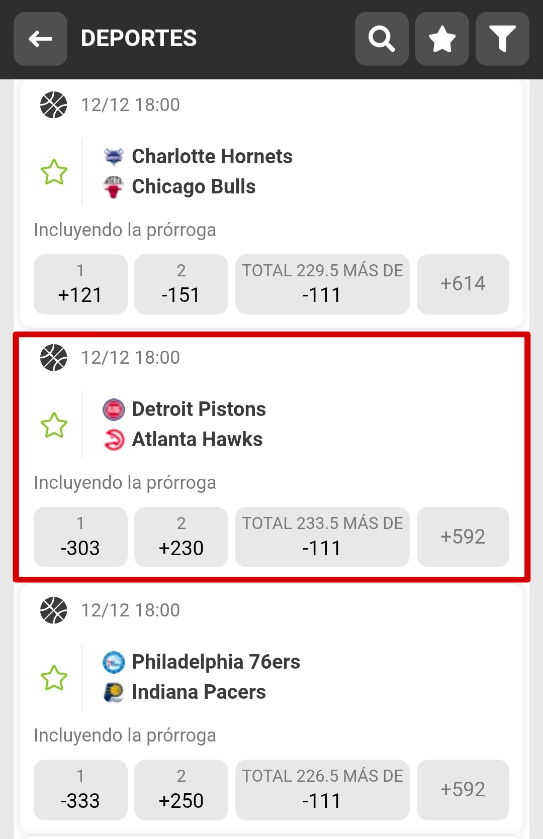 Apuestas baloncesto Ecuador Moneyline