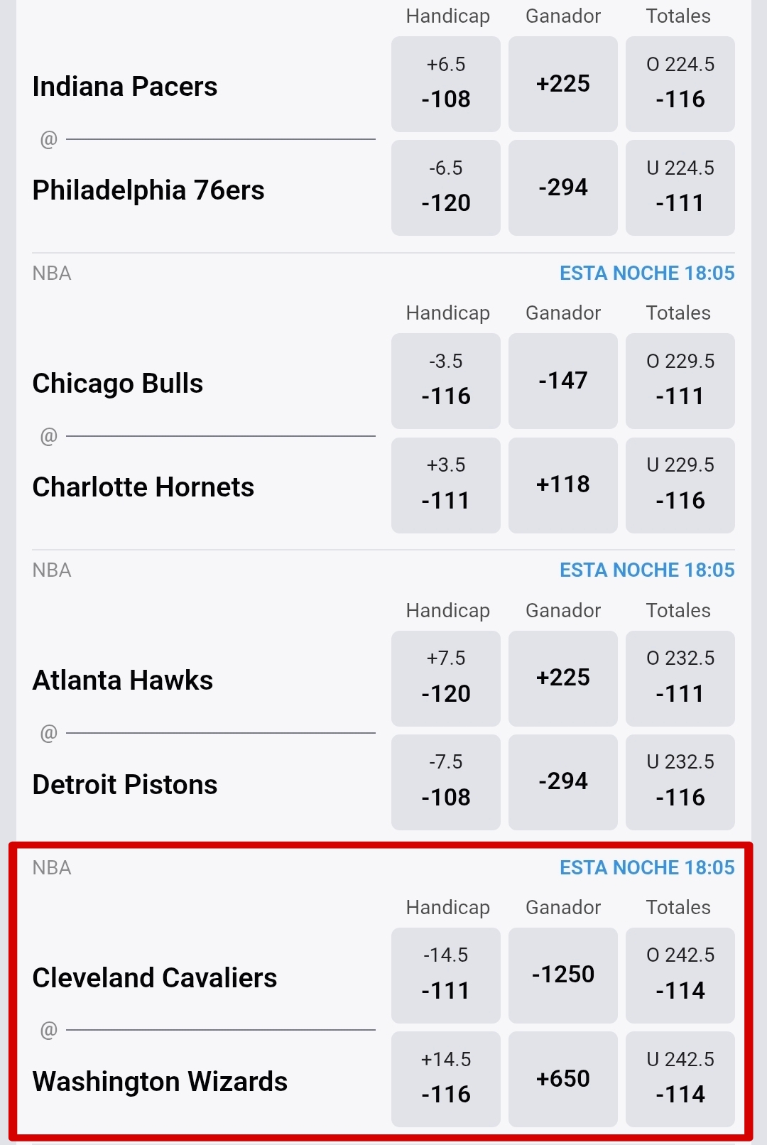 Casas baloncesto over/under Ecuador