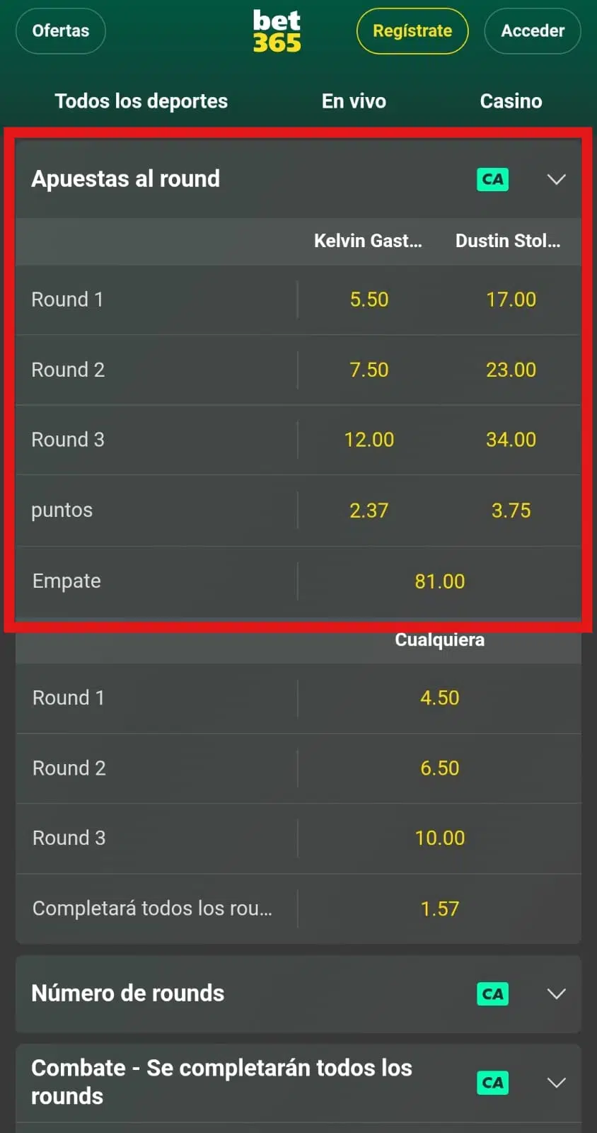 apuestas ganador por round UFC