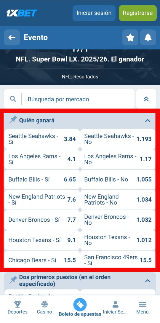 Apuestas para la NFL