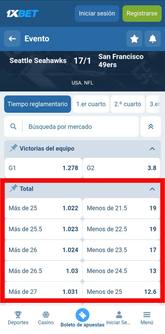 Mercados para apostar en los partidos de la NFL
