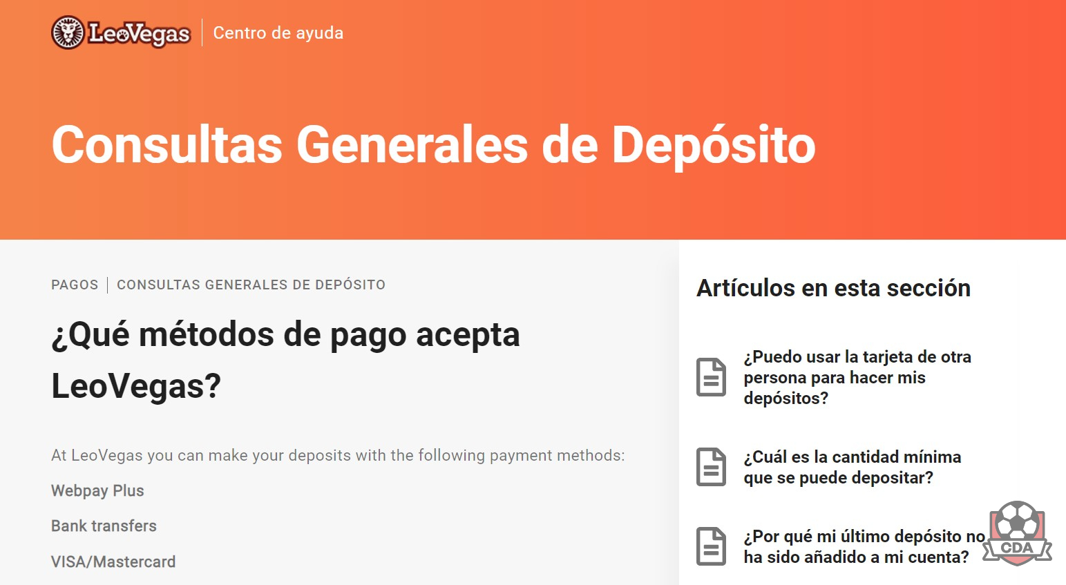 Métodos de pago en LeoVegas España