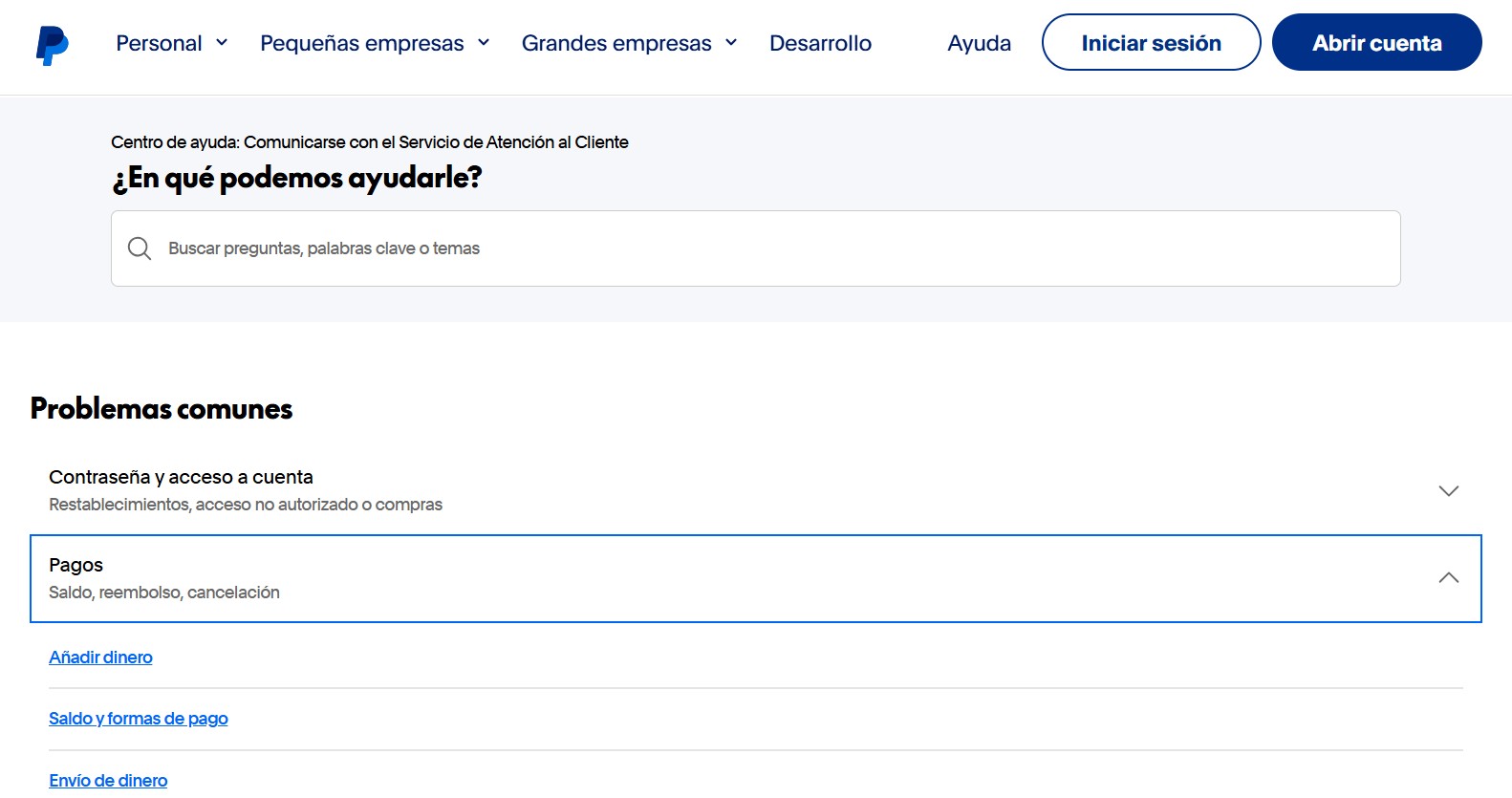 Atención al cliente Paypal