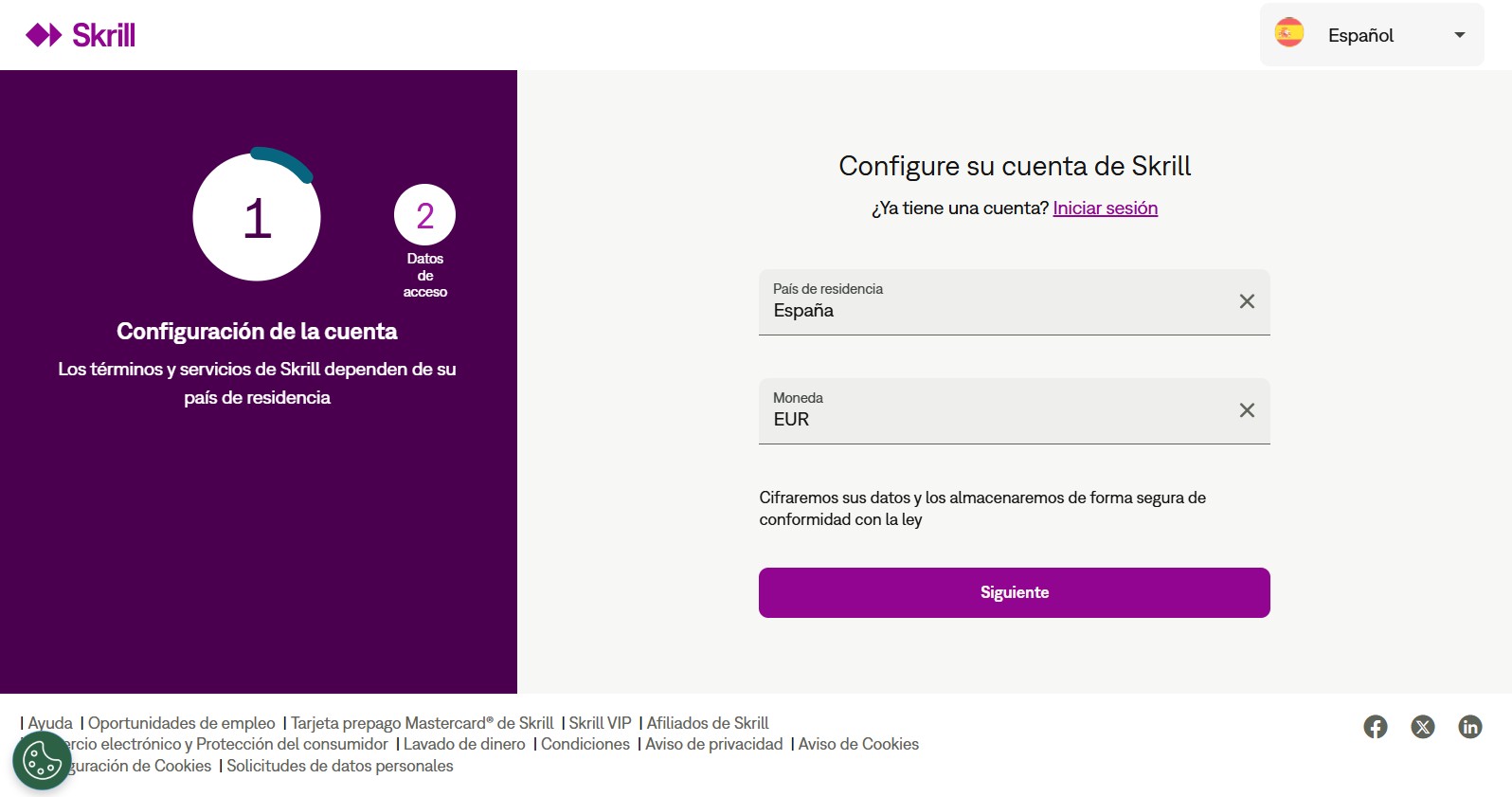 Cómo registrarse en Skrill España