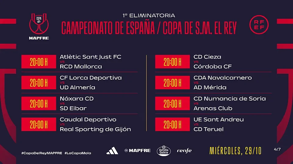 partidos copa del rey 29 octubre