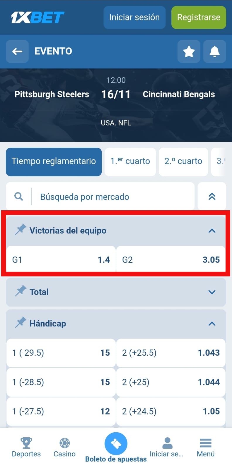 Apuestas en futbol americano