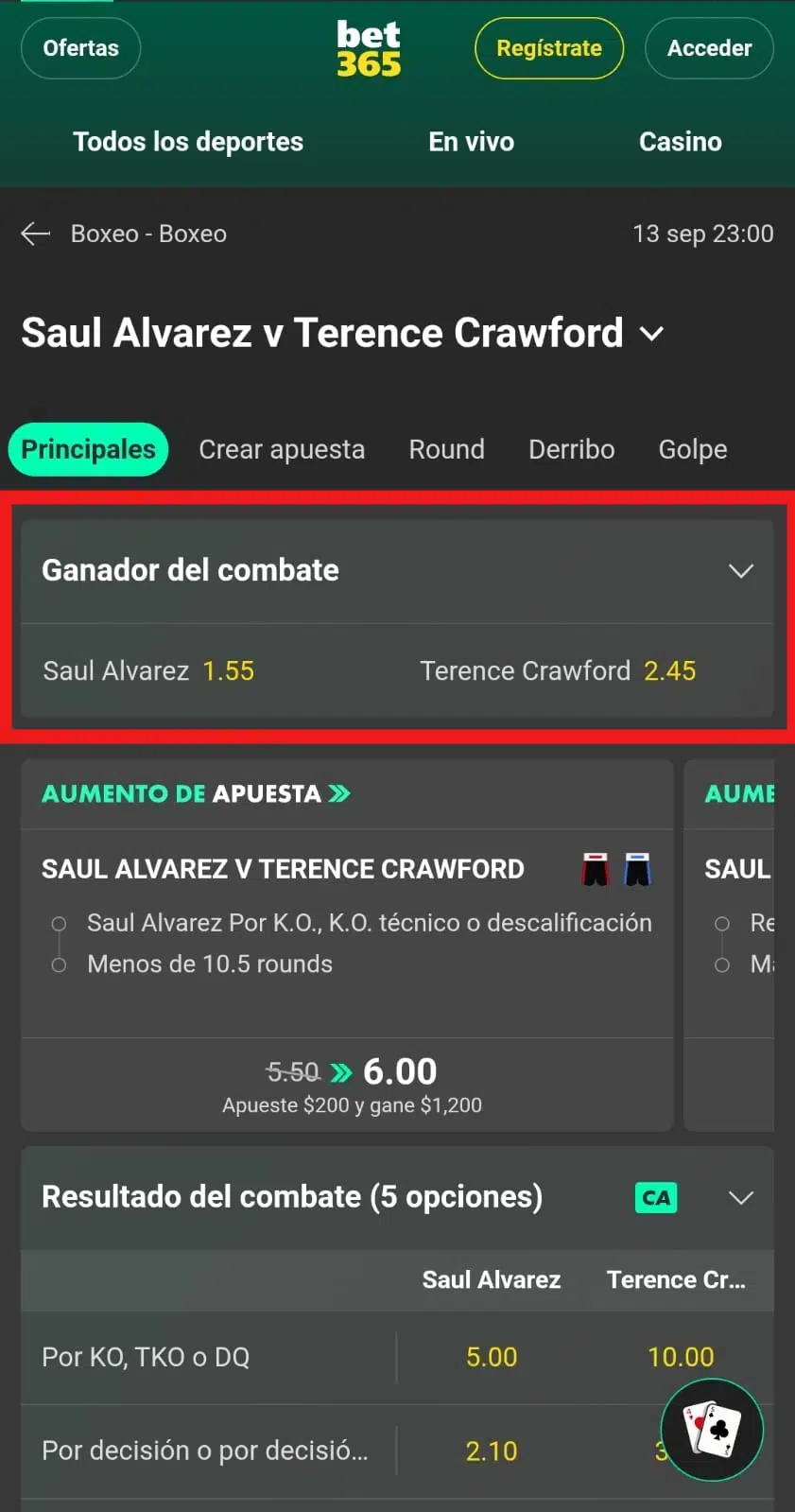 apuesta ganador boxeo