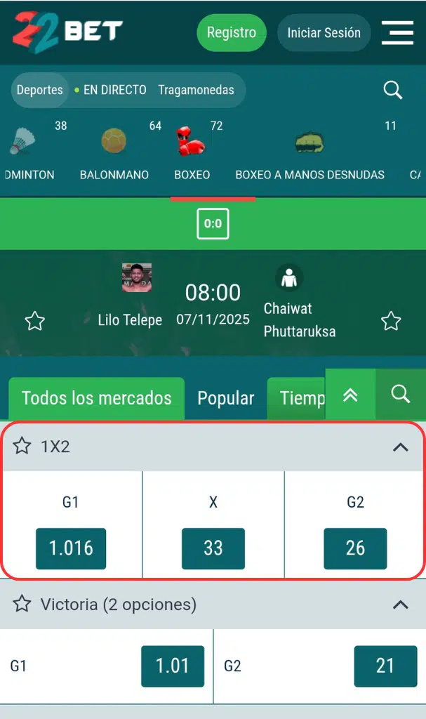 apuesta resultado final boxeo