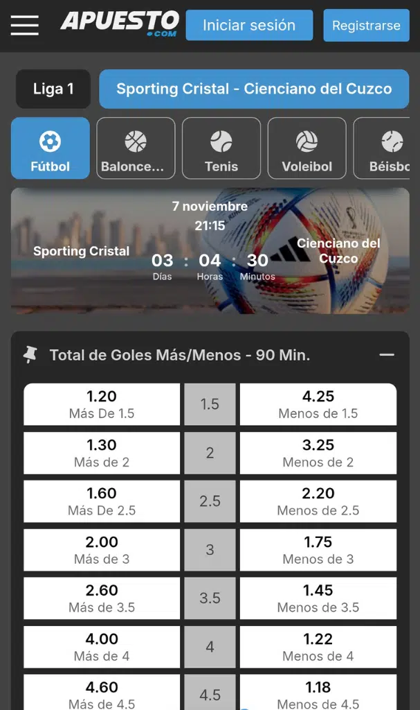 apuestas total de goles fútbol