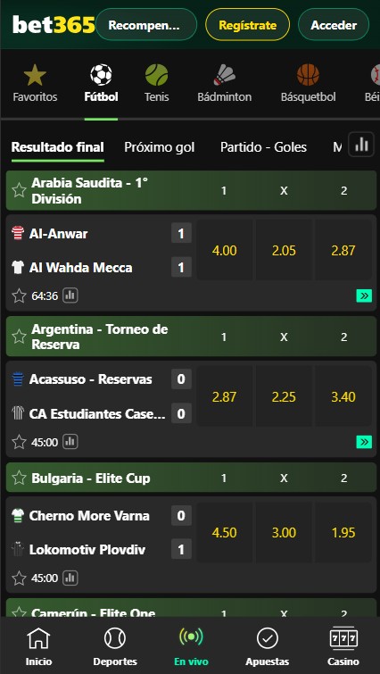 Bet365 El Salvador: apuestas en vivo