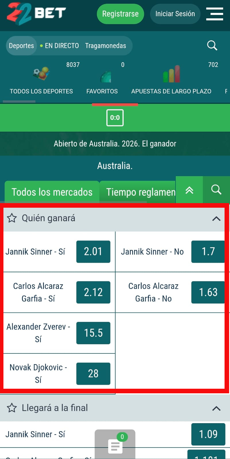 Apuestas para el tenis