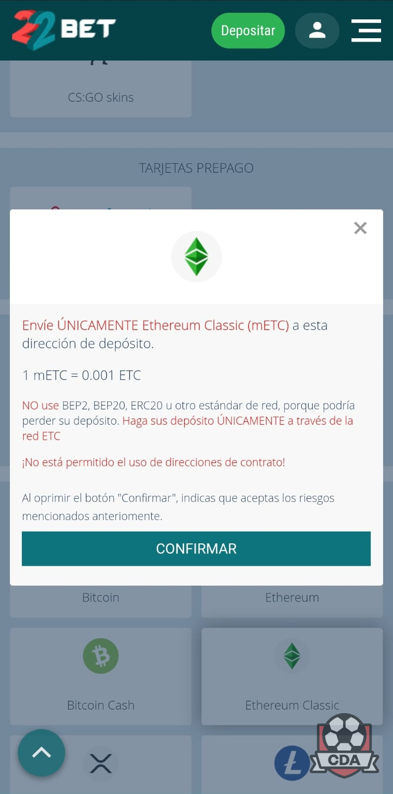 Pagos con criptomonedas en 22Bet México