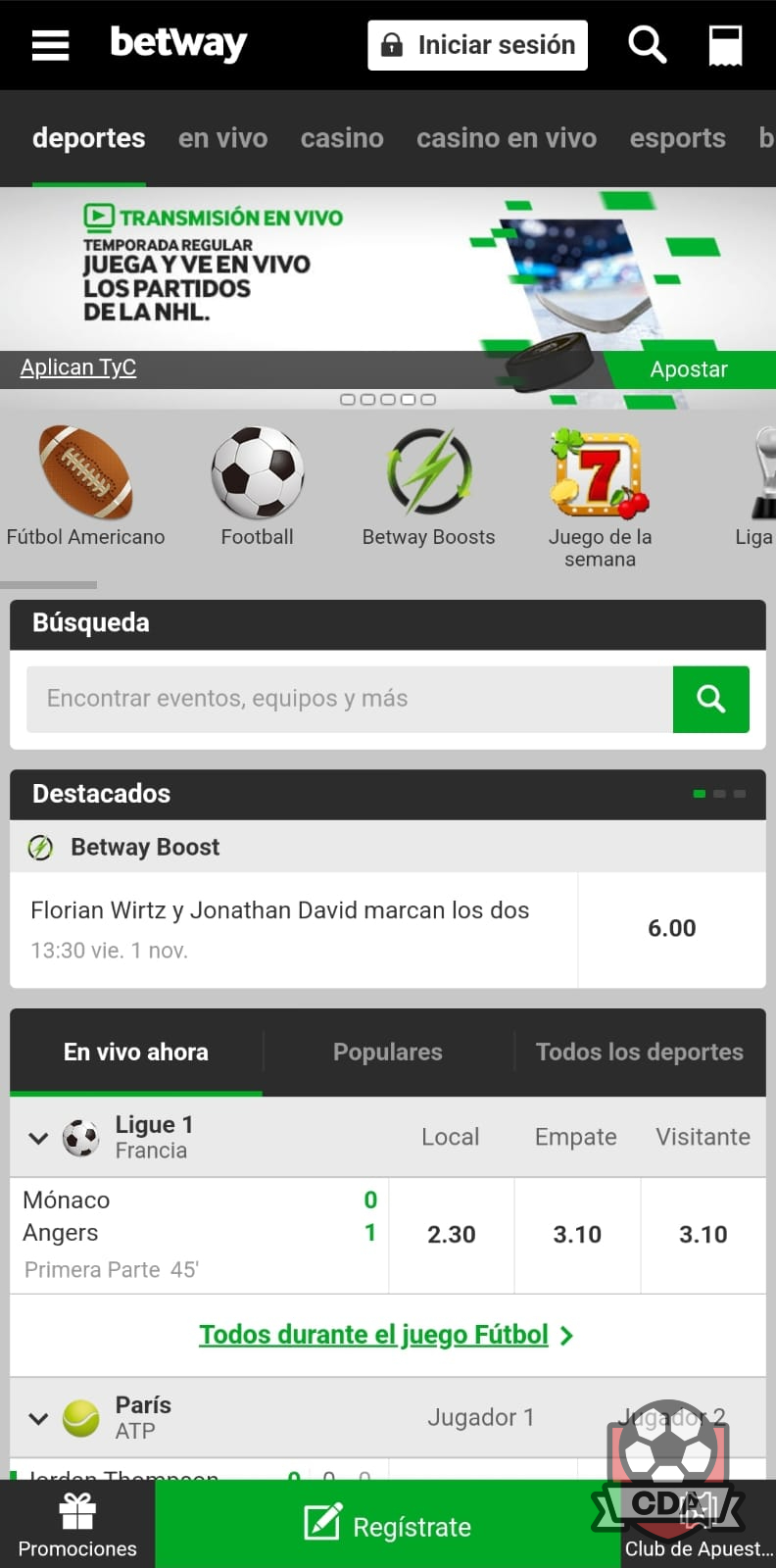 Registro en Betway México