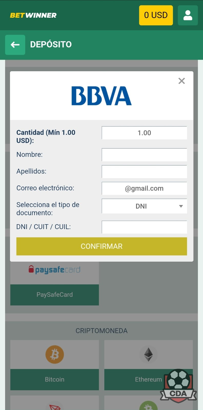 Transferencias bancarias en Betwinner México