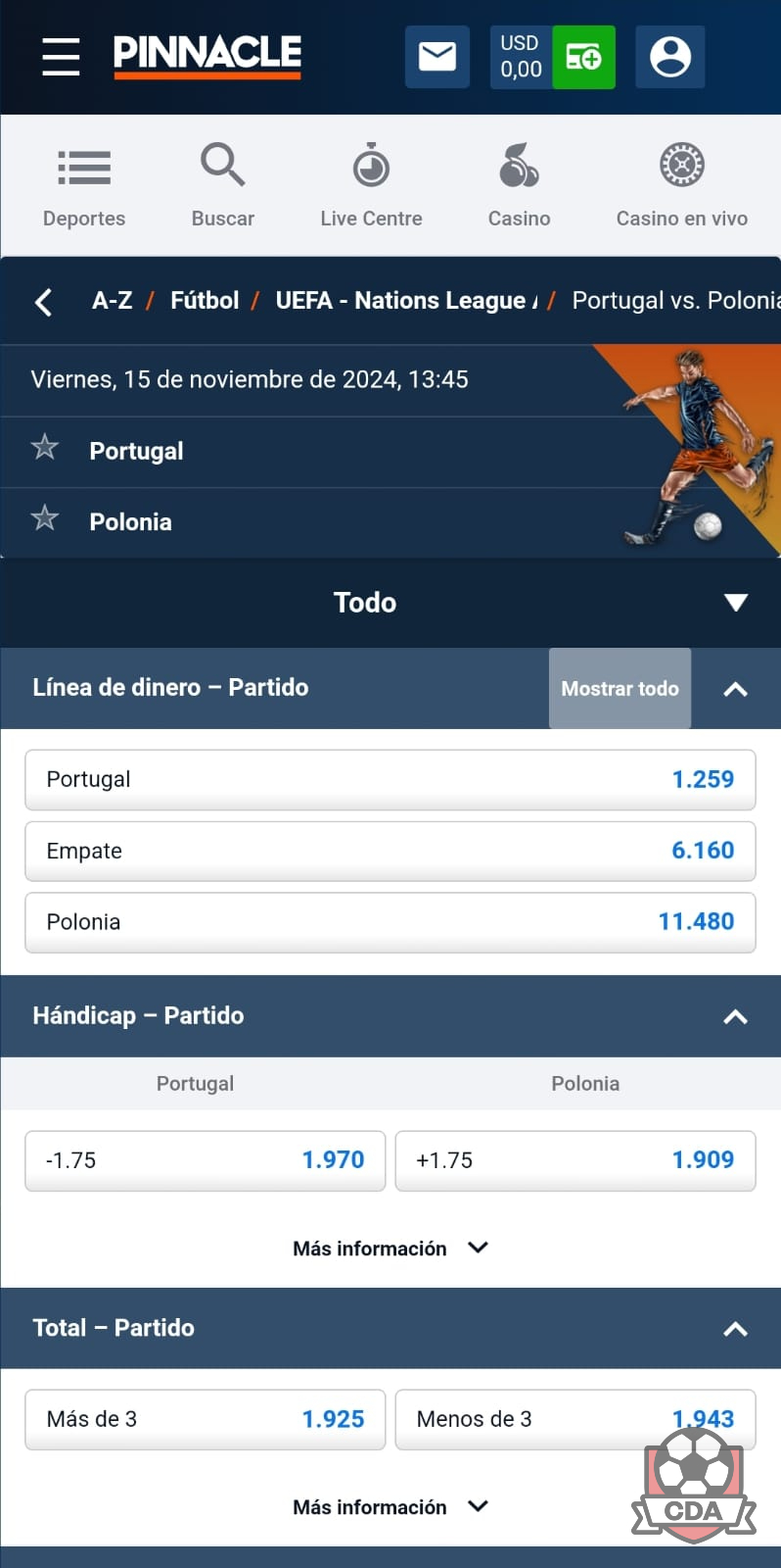 Pinnacle México: apuestas en vivo