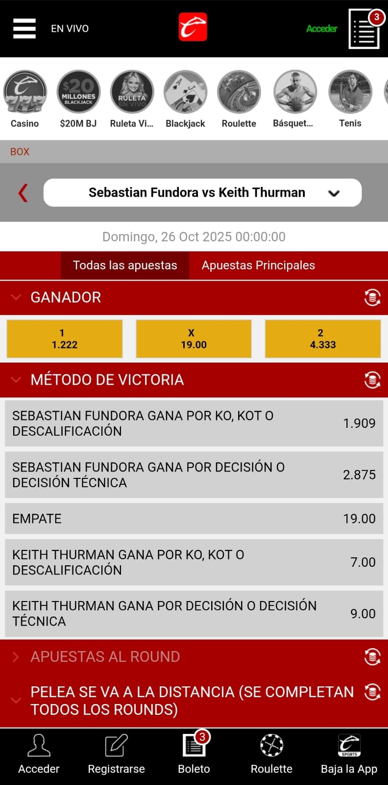 Casas online con apuestas de boxeo