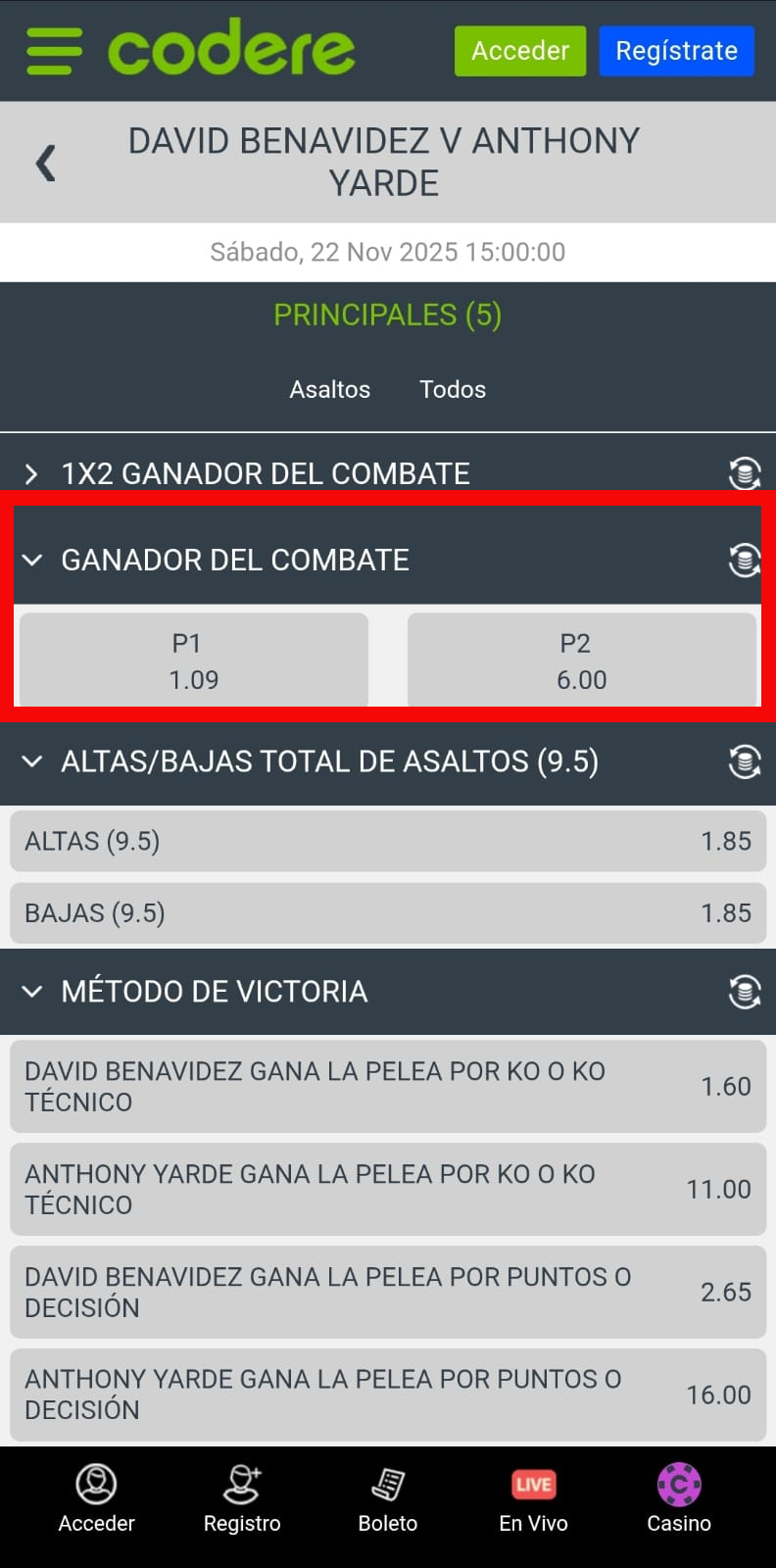 Apuestas en boxeo