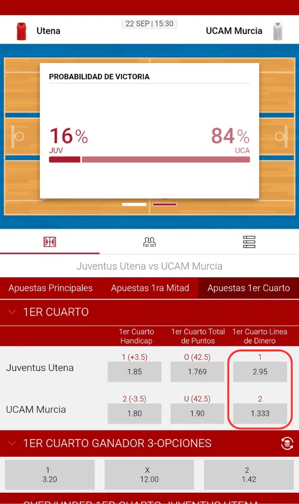 apuestas baloncesto primer cuarto