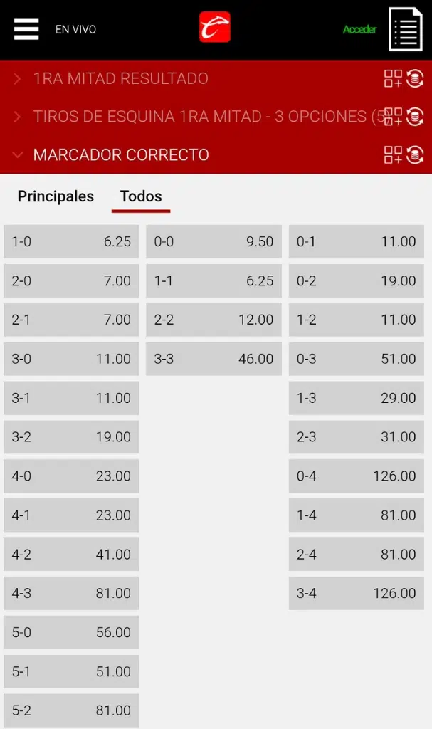 apuestas fútbol resultado exacto