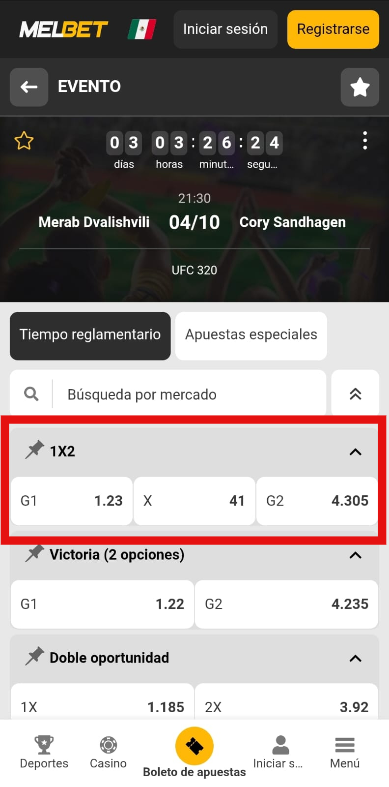 Apuestas 1x2 para la UFC